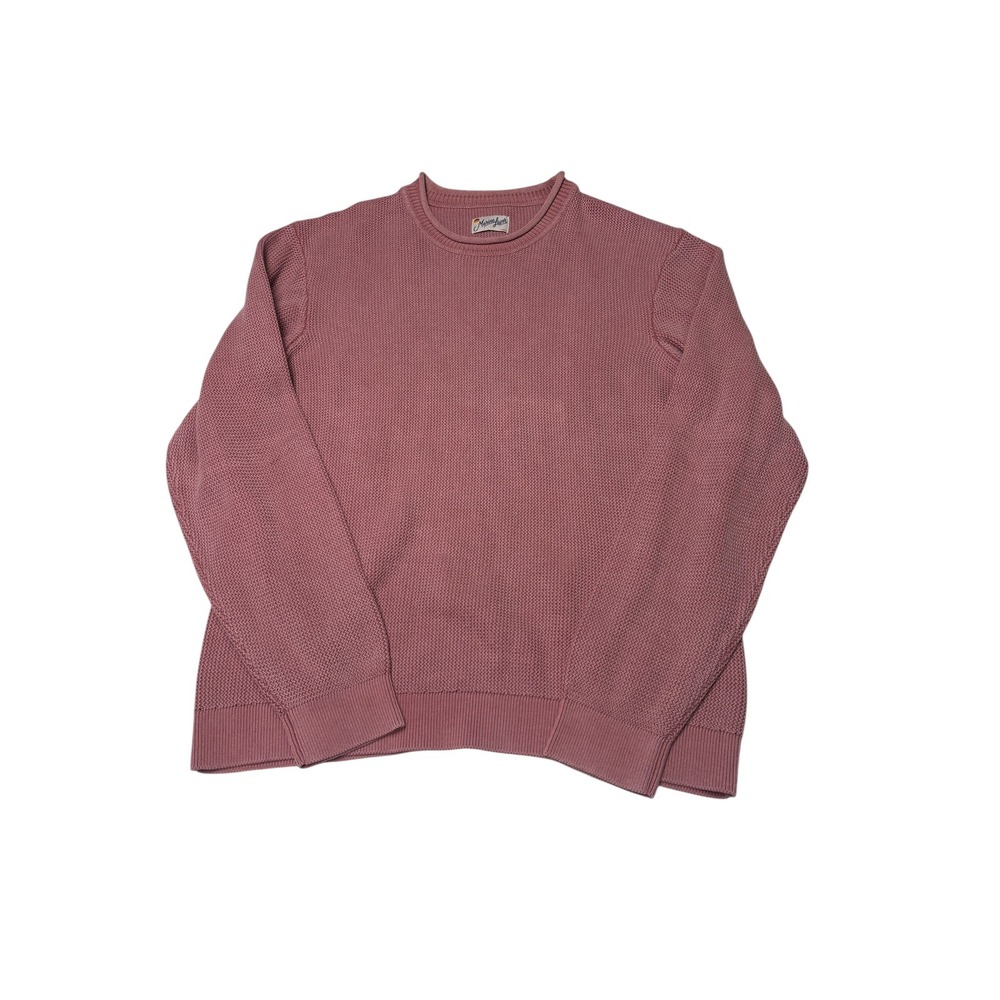 Marine Layer Mens Large Pink Waffle Knit Cotton Crewneck Sweater 19932